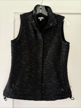 Talbots Black Quilted Sleeveless Vest with Stand Collar